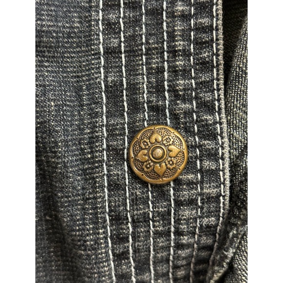LAL Live A Little button down long sleeve dark wash denim jacket M - Picture 6 of 6